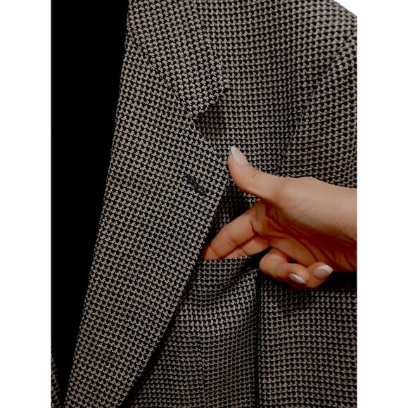 Oscar De La Renta Houndstooth Blazer Sz 48 Brown Wool Sportscoat Classy Designer - Picture 14 of 16